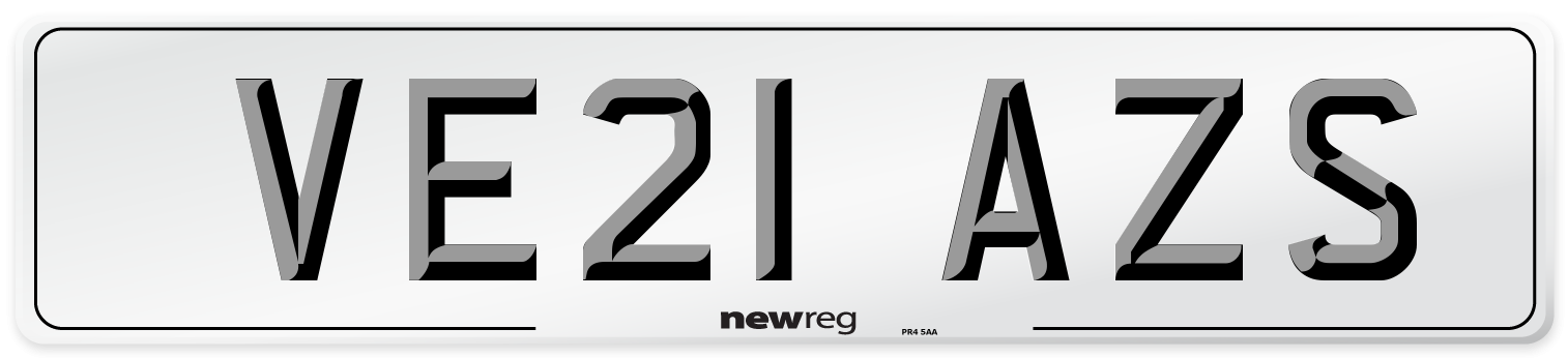 VE21 AZS Number Plate from New Reg